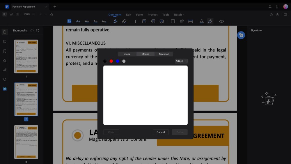 using mouse to create a signature on pdfelement