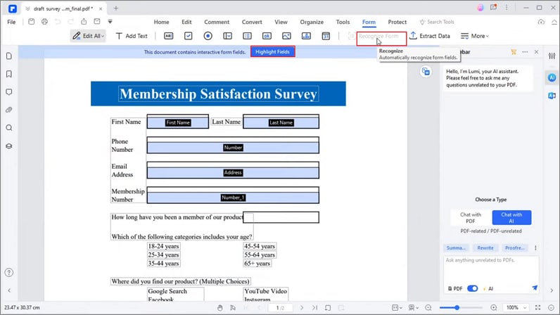 convert excel to fillable pdf form