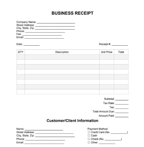 business receipts
