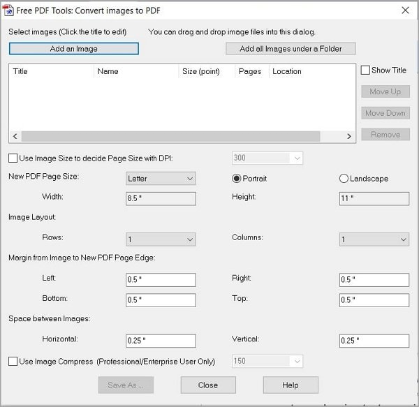 converting images to pdf using pdfill