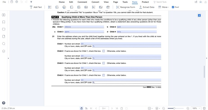 Instructions On Filling Out IRS Form 8862