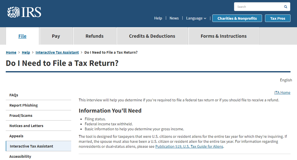 tax return eligibility