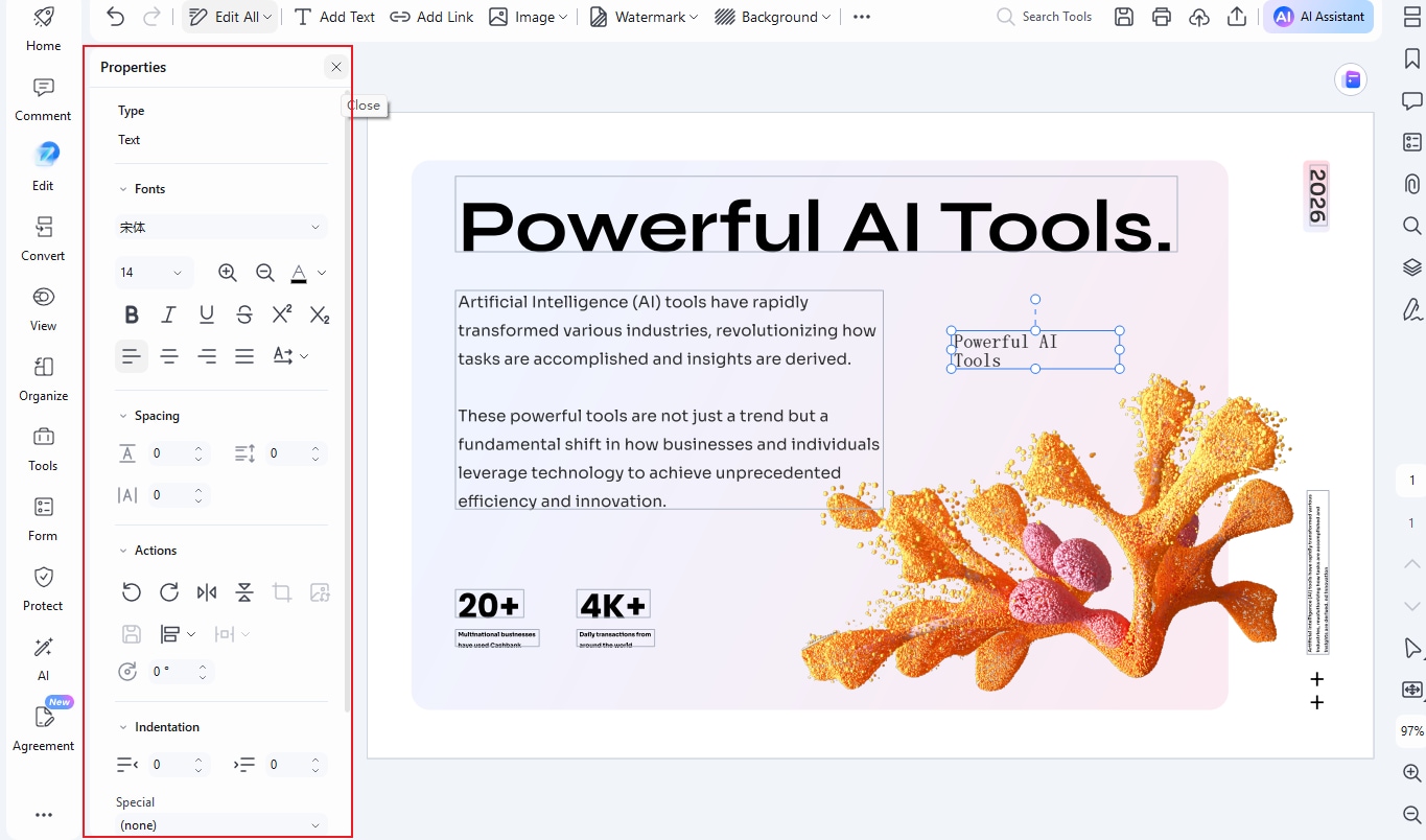 edit text in pdf