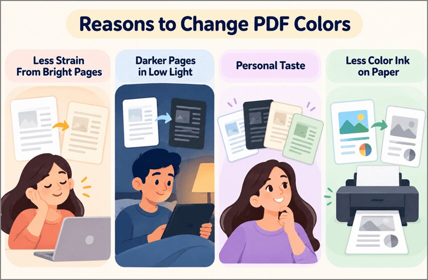 Reasons to change PDF color for comfortable reading and printing