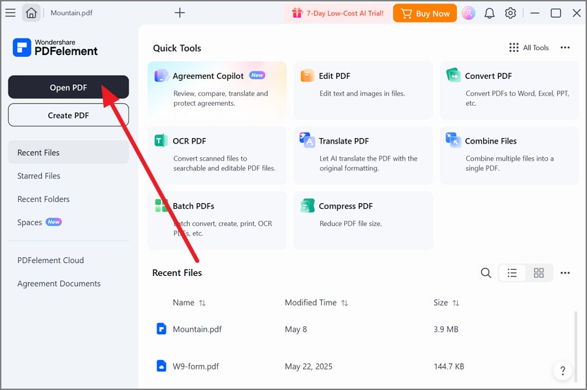 Open a PDF file in PDFelement