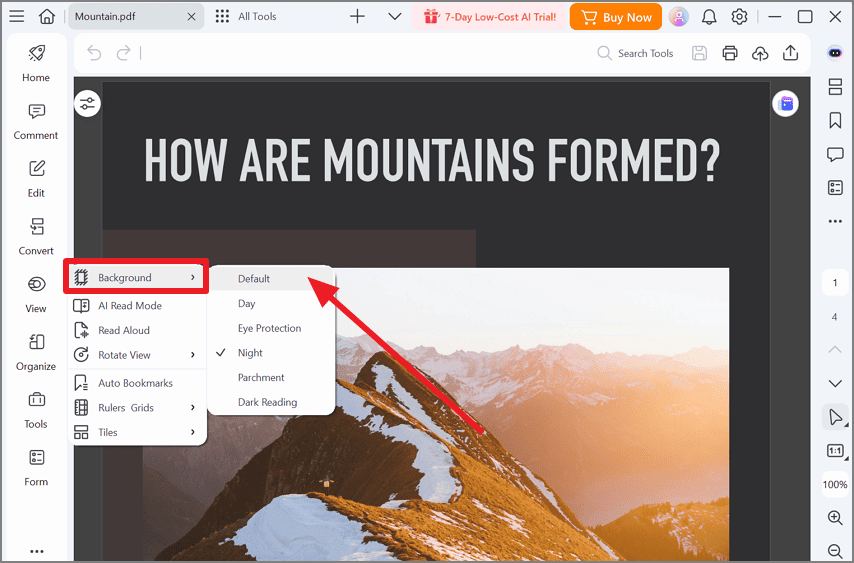 Set the PDF background to Default in PDFelement