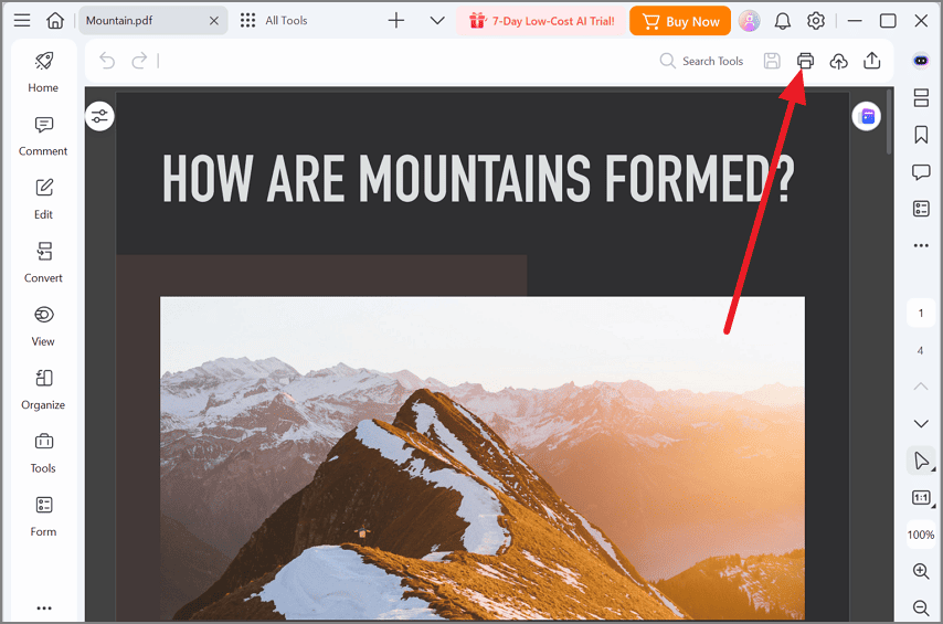 Select the Print button in PDFelement