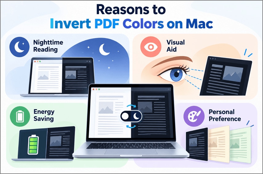 Reasons to invert PDF colors on Mac for nighttime reading and accessibility