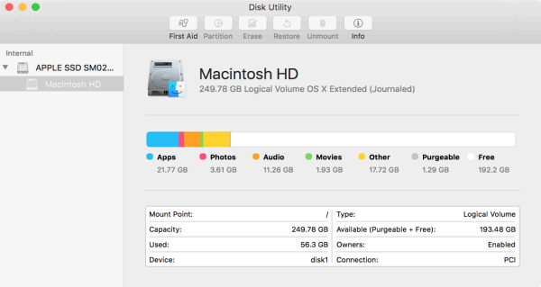 macos sierra disk utility