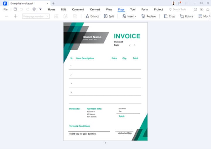 pdfelement import template invoice