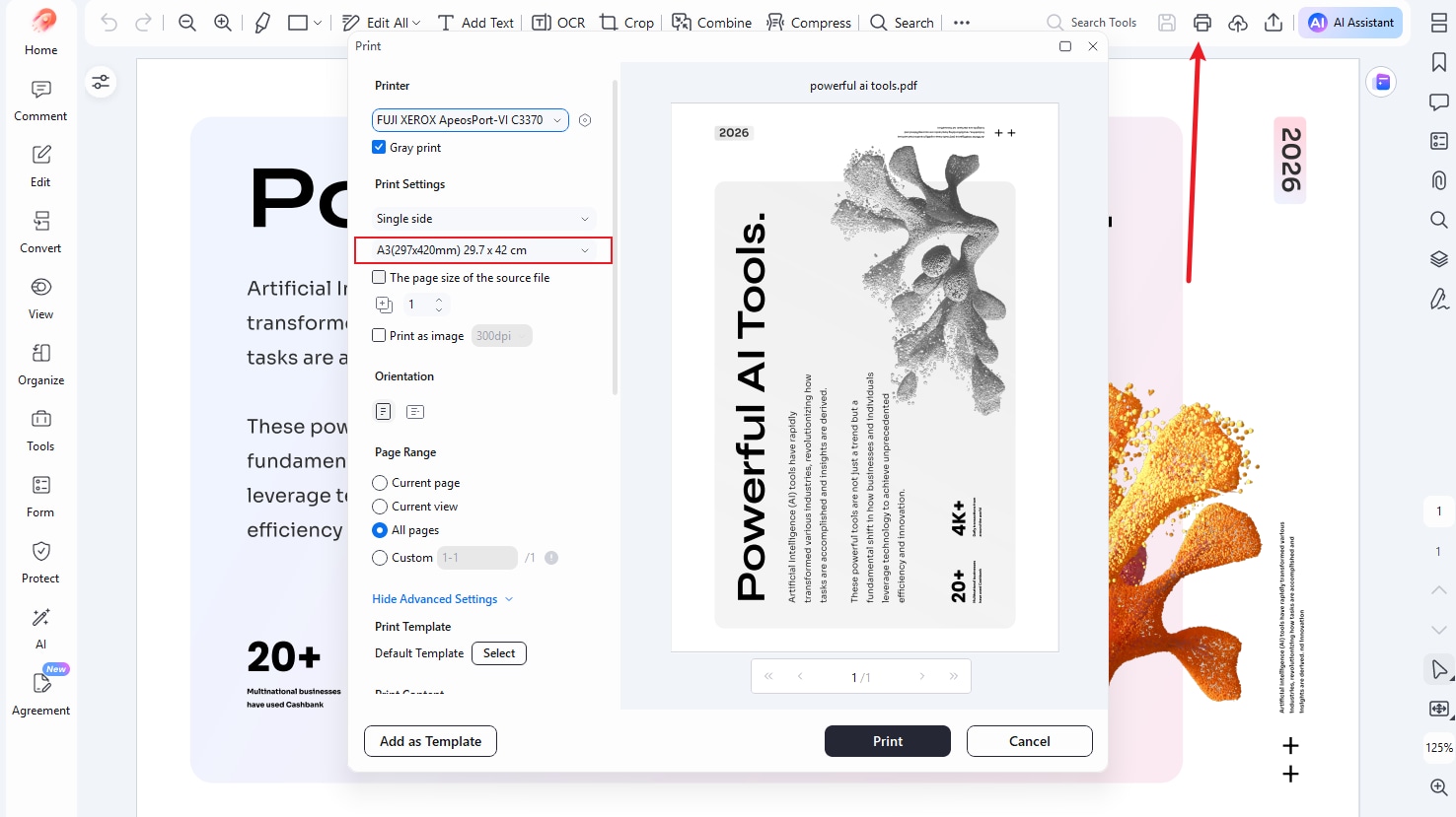 printing on pdfelement software
