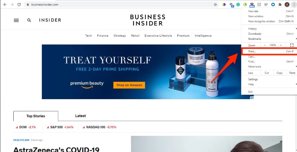 save webpage in browser