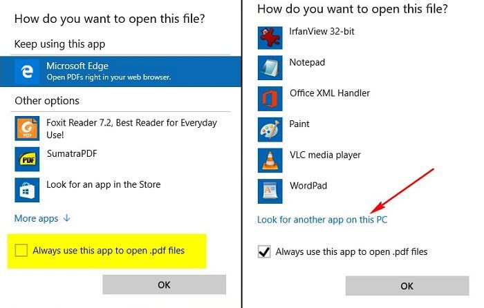 Changer le lecteur pdf par défaut sur Windows 10