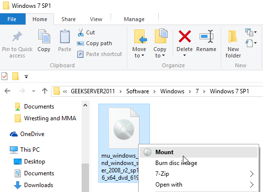 Windows 10 ISO Bildbefestigung