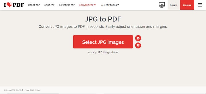 iLovePDF, Merge JPG Files to PDF Online