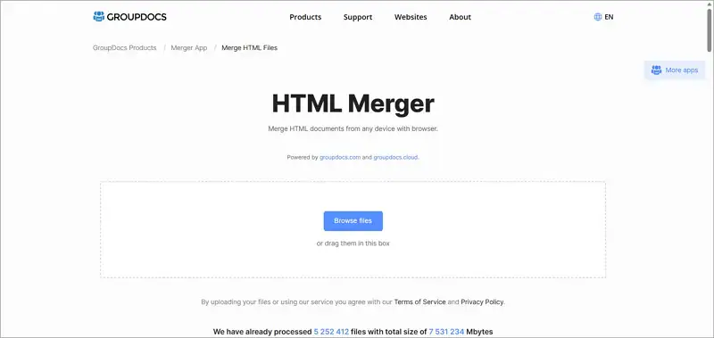 easily merge html files into groupdocs