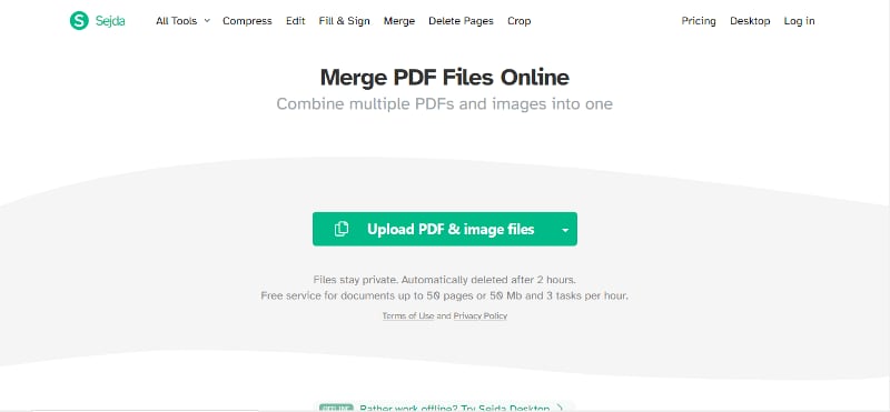Sejda PDF Merge Tool