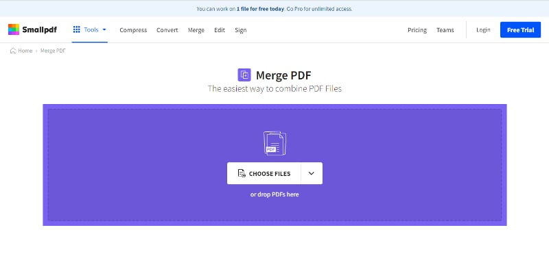SmallPDF PDF Merge Tool
