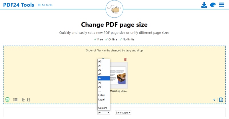 make all pdf pages same size online