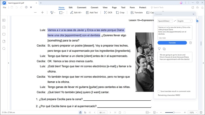 translate pdf to spanish