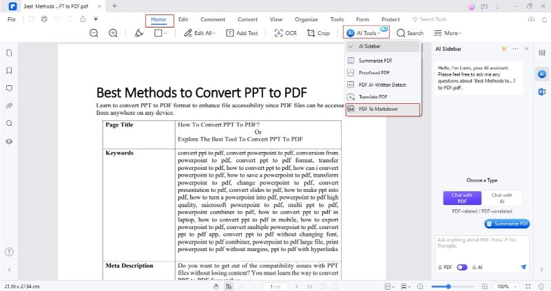 pdf to markdown pdfelement