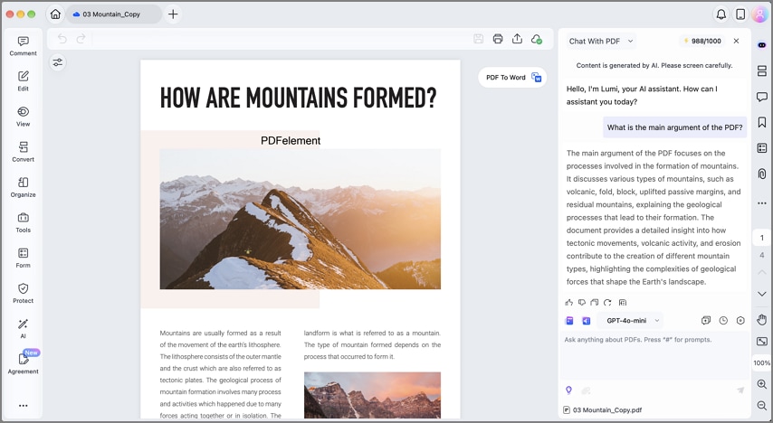 Ask AI about PDF content