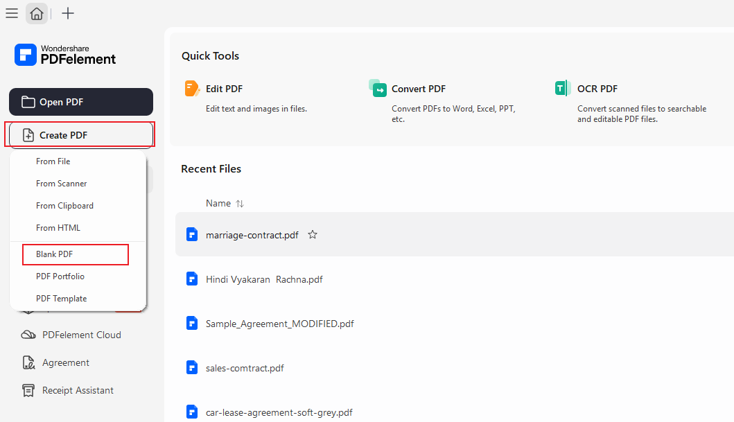 create blank pdf