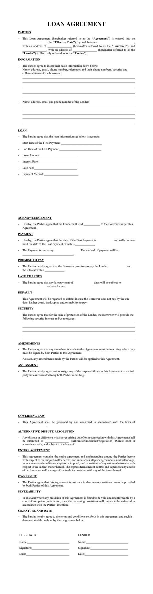 Modèle de Contrat de Prêt (PDF)