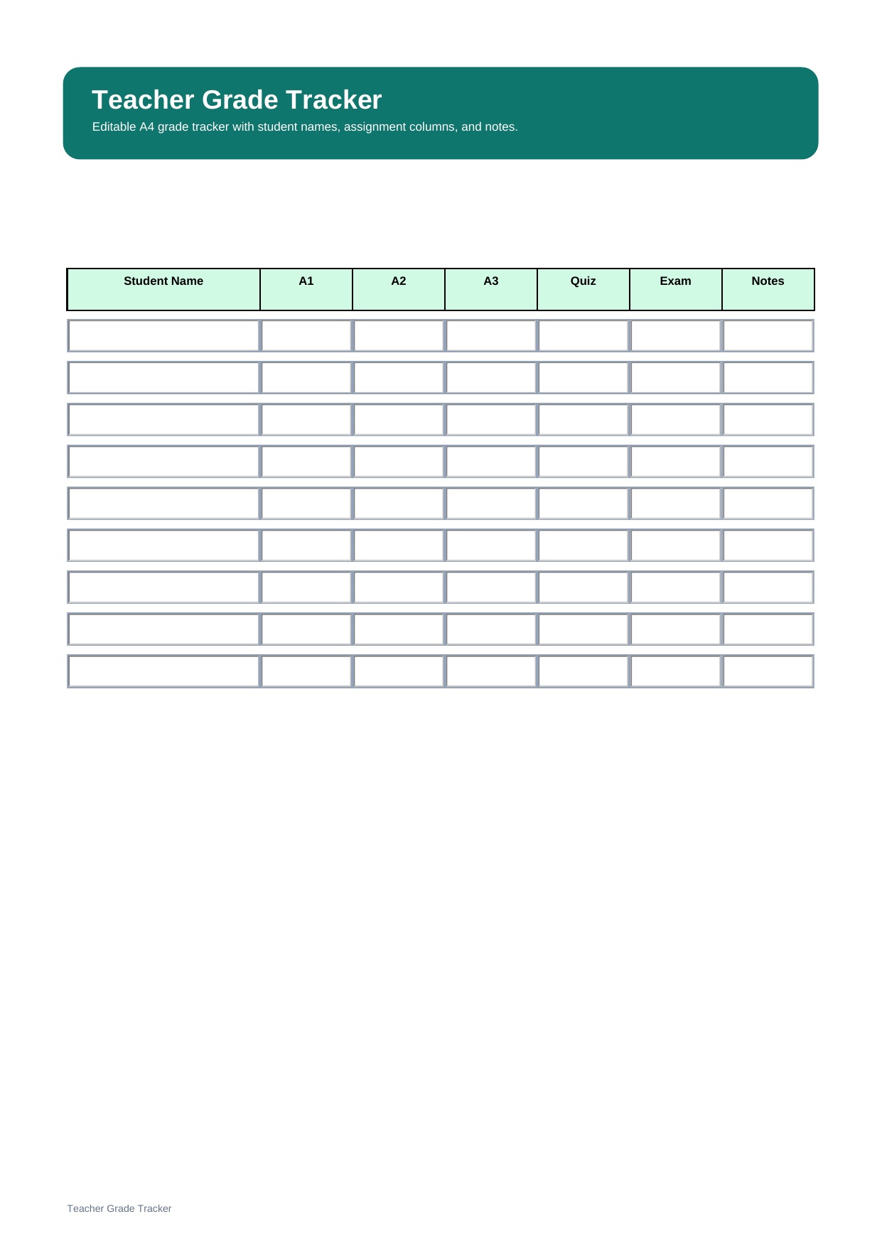teacher grade tracker