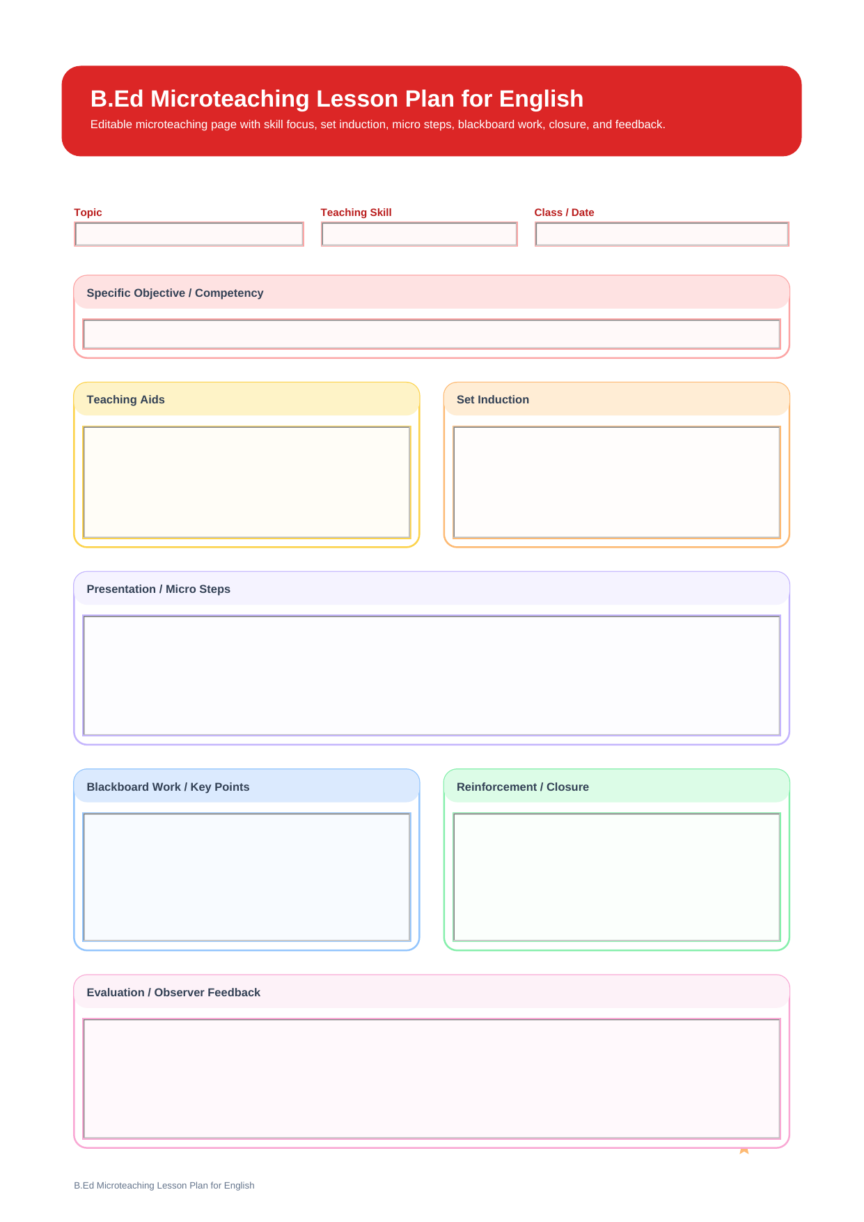 b ed microteaching lesson plan for english