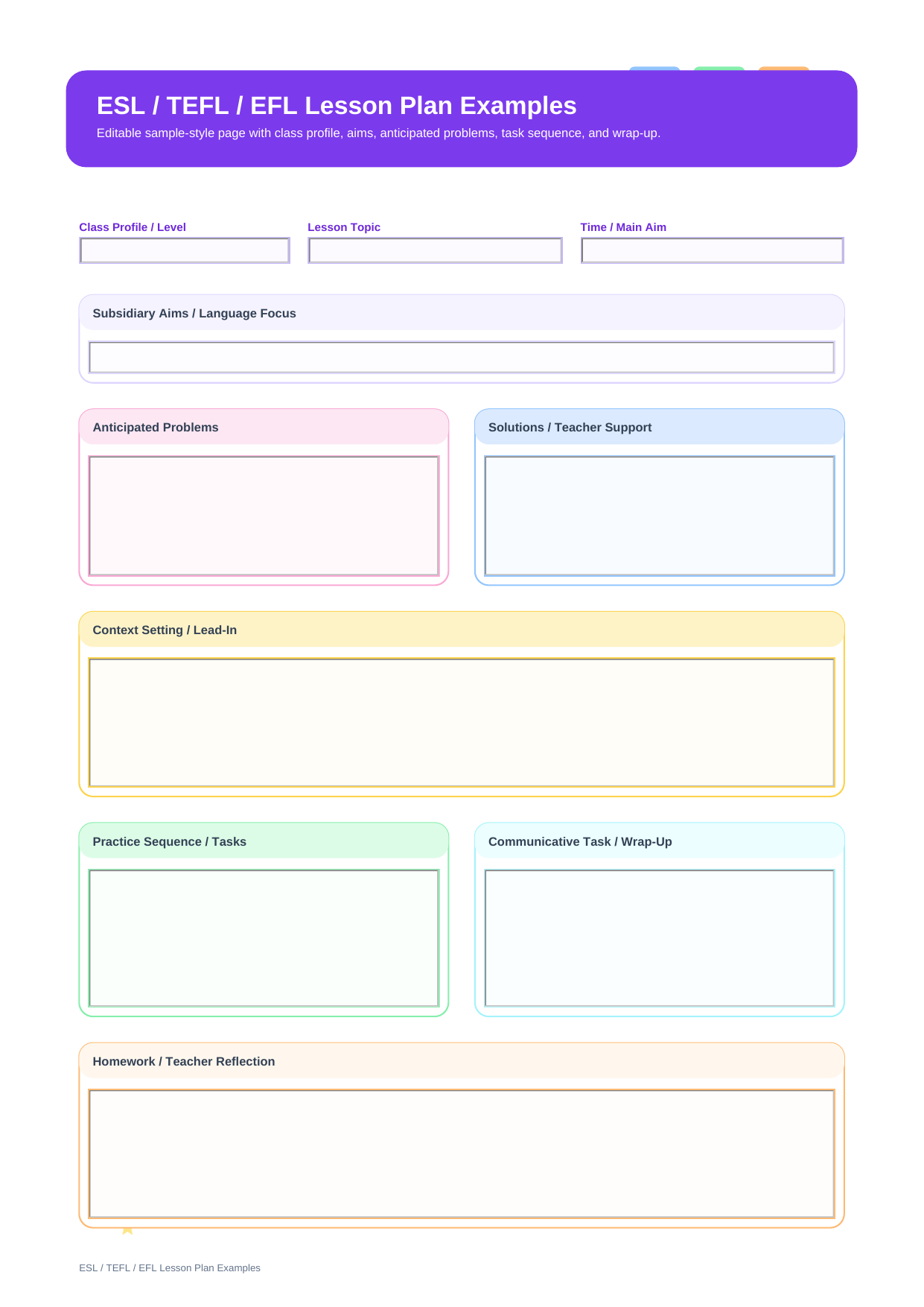 esl tefl efl lesson plan examples