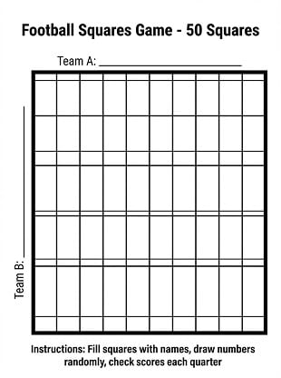 50-square football squares template blank 1