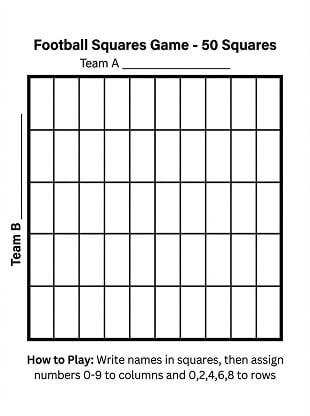 50-square football squares template blank 3