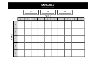 50 square Super Bowl squares board with numbers (version 3)