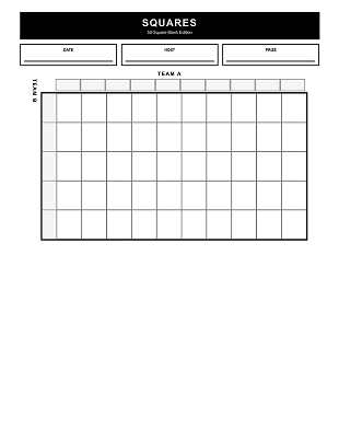 blank 50 square Super Bowl squares board