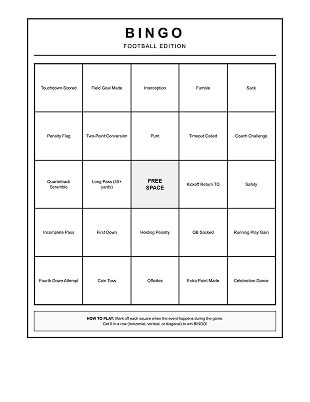 free printable football bingo cards classic PDF