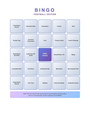 free printable football bingo cards modern PDF