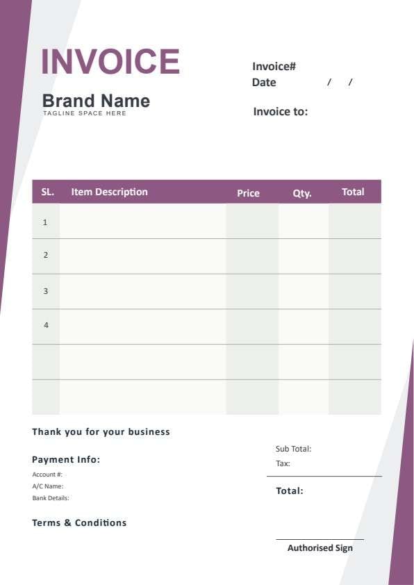 Blank Invoice PDF template