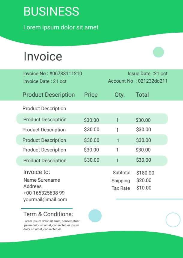 Customize a printable Business Invoice Template PDF