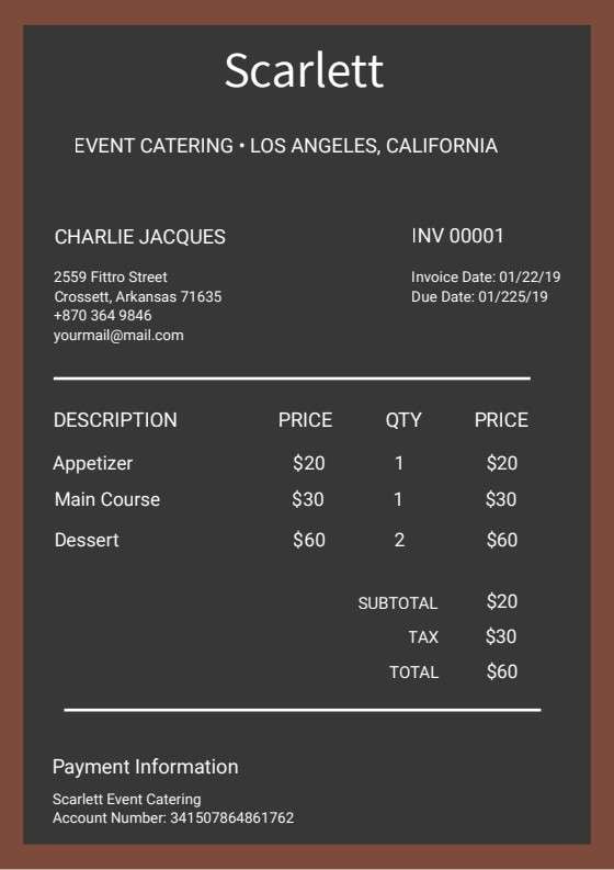 Catering Invoice PDF template