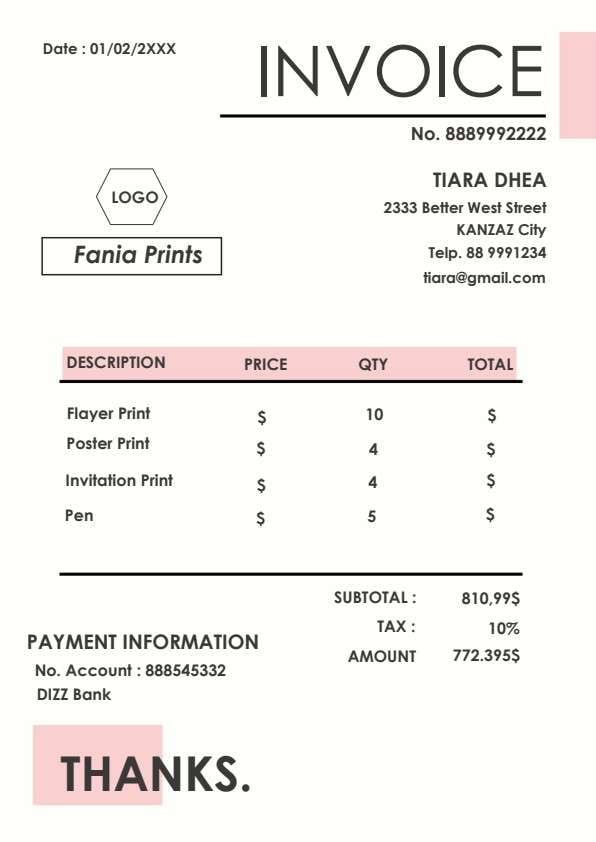 printable invoice PDF template