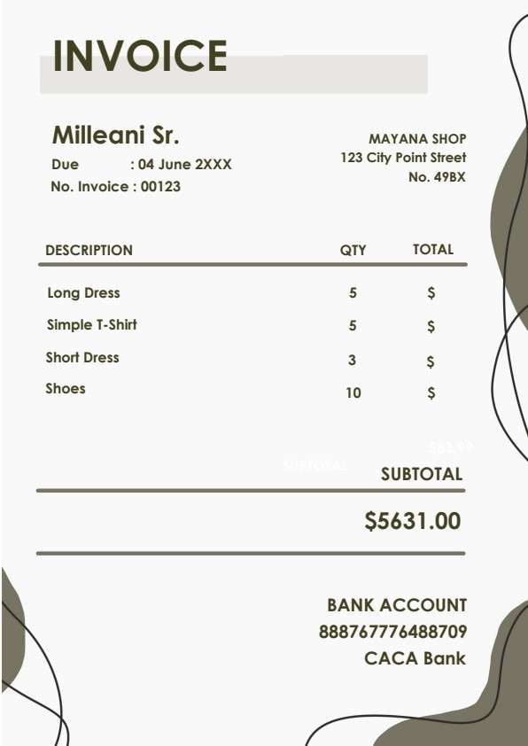 Purchase invoice PDF template