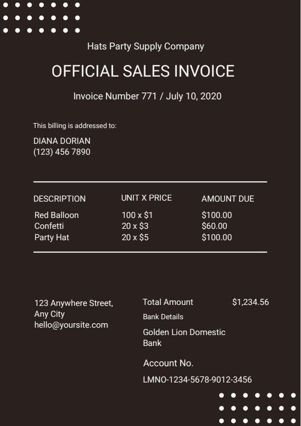 Sales Invoice PDF template