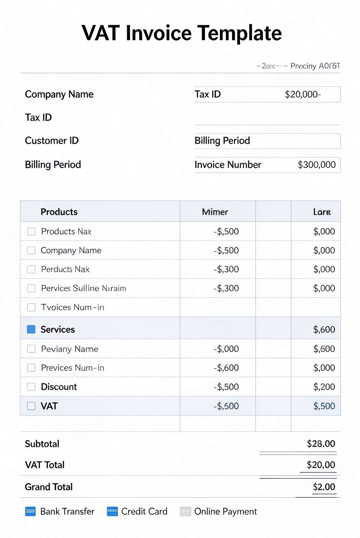Customize a printable VAT Invoice Template PDF