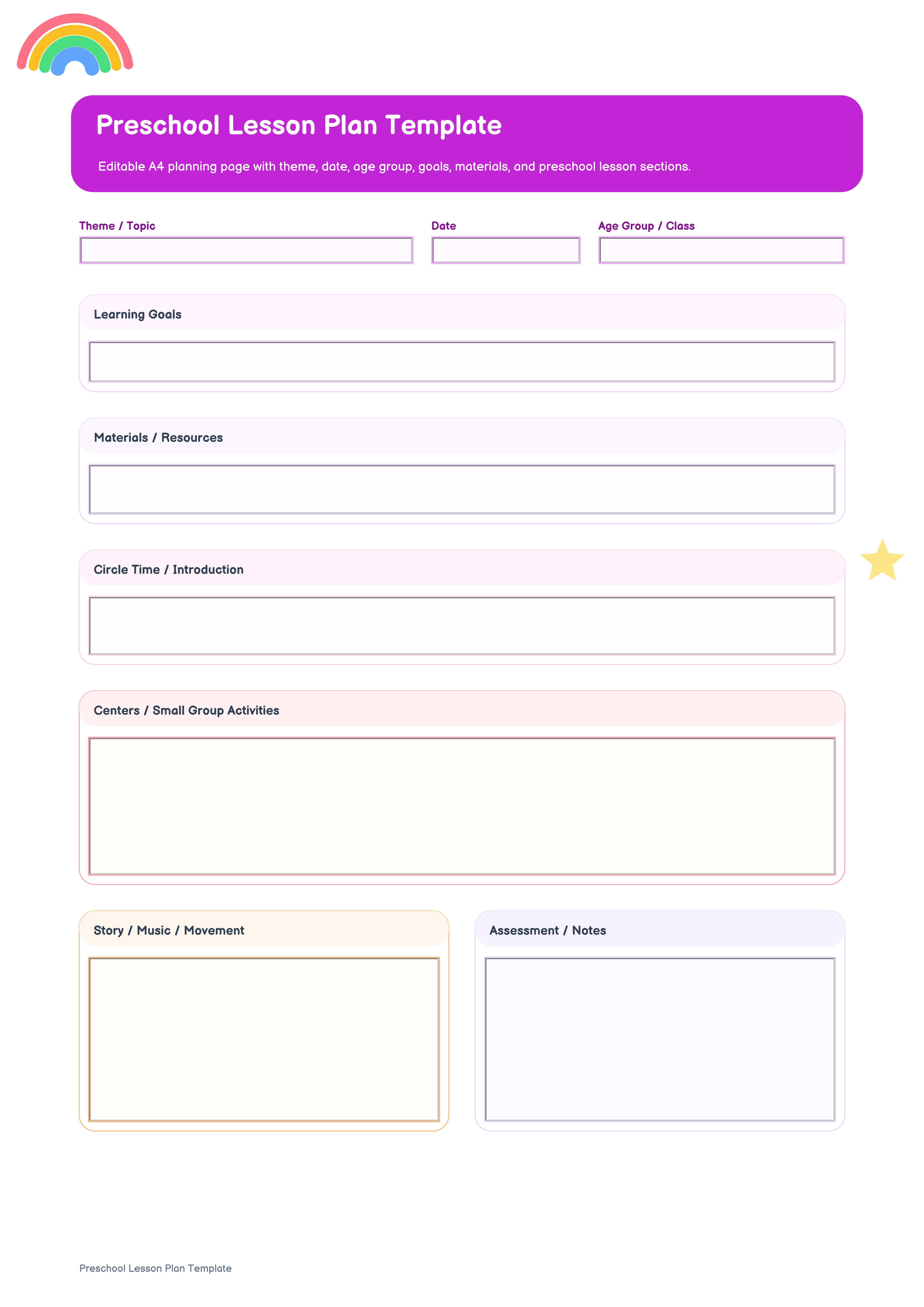 preschool lesson plan