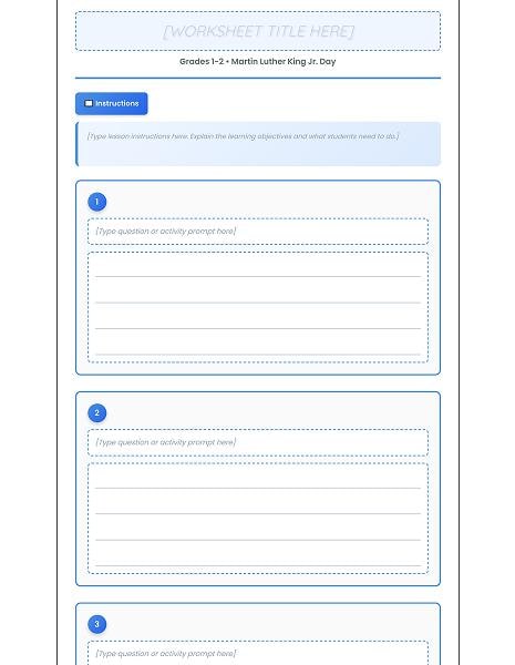 blank editable mlk worksheet grades 1-2