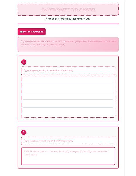 blank editable mlk worksheet grades 3-5