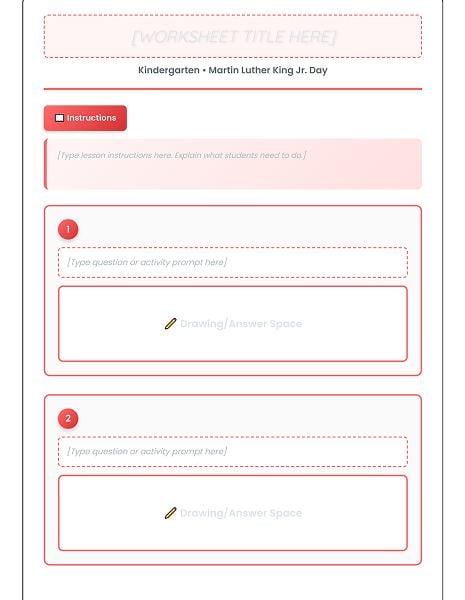 blank editable mlk worksheet kindergarten