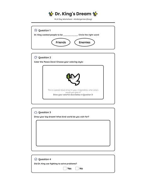 mlk day activity worksheet kindergarten