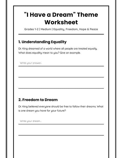 i have a dream worksheet grades 1-2